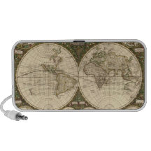Antique 1660 World Map by Frederick de Wit iPhone Speaker