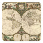 Antique 1660 World Map by Frederick de Wit Square Sticker