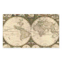 Antique 1660 World Map by Frederick de Wit Rectangle Sticker