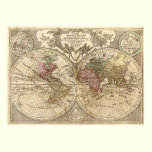 Antique 1690 World Map by Guillaume de L'Isle posters