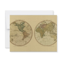 Antique 1786 World Map by William Faden Custom Invites