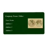 Antique 1786 World Map by William Faden Shipping Label