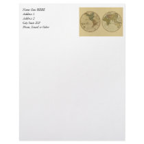 Antique 1786 World Map by William Faden Letterhead Template
