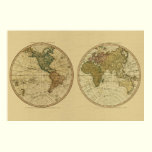 Antique 1786 World Map by William Faden posters
