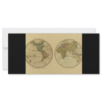 Antique 1786 World Map by William Faden Rack Card