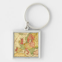 Antique 17th Century Herman Moll Map of Europe Keychain