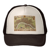 Antique 17th Century Map of London W. Hollar Mesh Hats