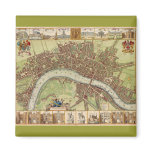 Antique 17th Century Map of London W. Hollar Magnets