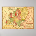 Antique 18th Century Map of Europe Herman Moll Print