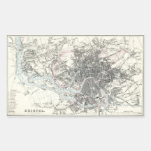 Antique 19th Century Map of Bristol England Stickers