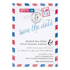 Antique Airmail Save the Date Card