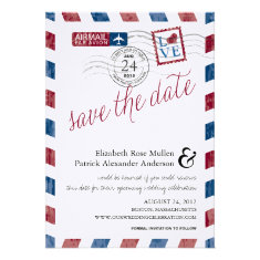 Antique Airmail Save the Date Personalized Invitation