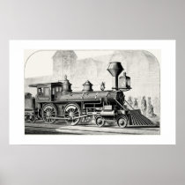 Antique American Locomotive Steam Engine Print