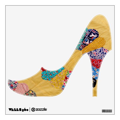 Antique American Yellow Quilt High Heel Shoe Room Decals | Zazzle