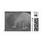Antique aquarium print seahorses fishes postage stamps