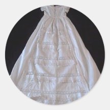 Antique Ayrshire Lace Chrstening gown Round Sticker