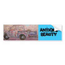antique beauty blue patina truck bumper sticker