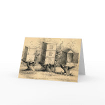 Antique Beekeeping Beehives Print Greeting Card