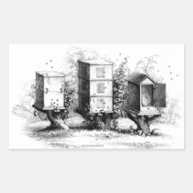 Antique Beekeeping Beehives Stickers