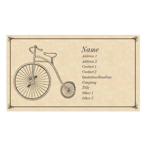 Antique Bicycle Business Cards (front side)