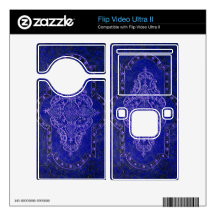Antique Blue Leather Book Cover Skin For Flip Ultra II
