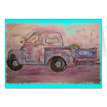 antique blue patina truck greeting cards