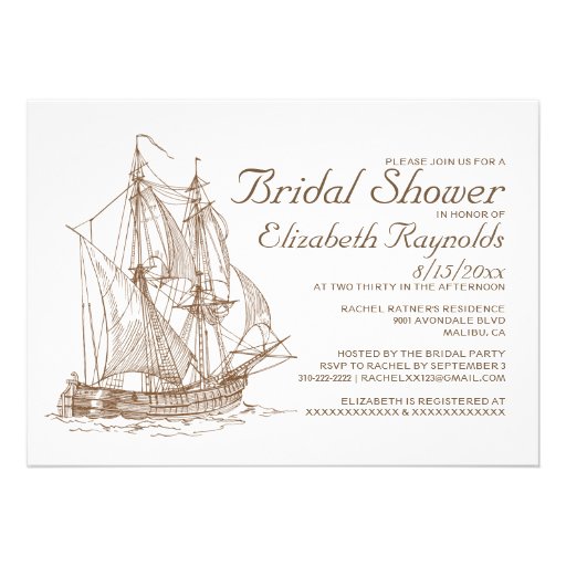 Antique Boat Bridal Shower Invitations