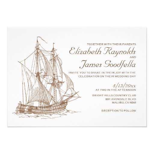 Antique Boat Wedding Invitations