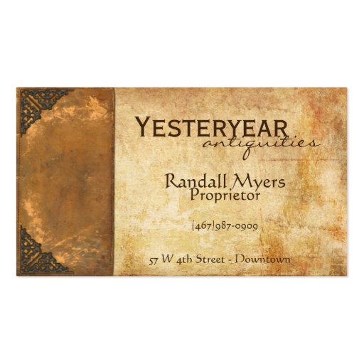 Antique Book II Business Card Template (front side)