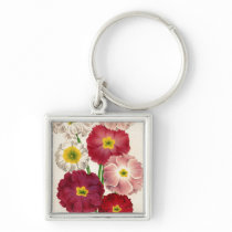 Antique Botanical Primroses Print Keychains
