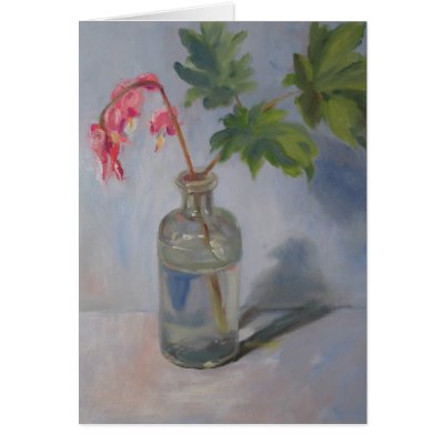 Antique bottle, bleeding hearts greeting cards by maryannarchibald
