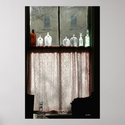Antique Bottles in Window, Carson City, Nevada Print by daysrays