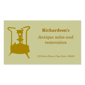Antique brass pressure stove business card