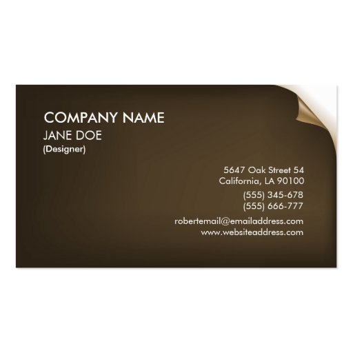 Antique Brown Business Card (front side)