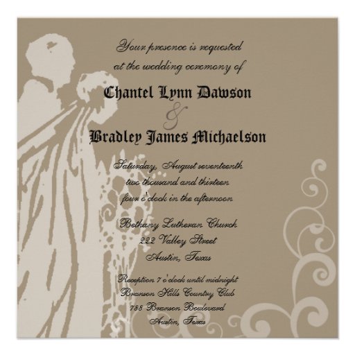 Antique Brown Damask Once Upon a Time Invite