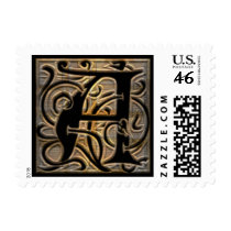 Antique Brushed Brass Monogram postage