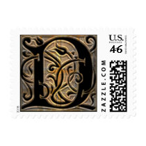 Antique Brushed Brass Monogram postage