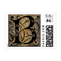 Antique Brushed Brass Monogram postage
