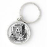 Antique Calligraphy Lettering Masonic Letter A Keychains