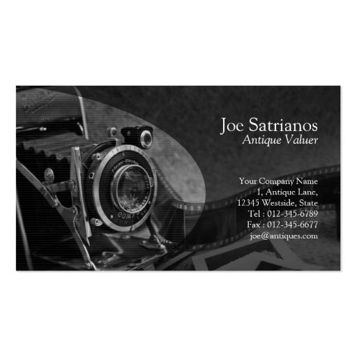 Antique Camera Grey Business Card (front side)