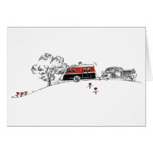 Antique Camper and Car Greeting Card