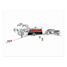 Antique Camper and Car Post Cards