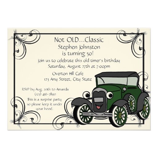 Antique Car Birthday 5x7 Paper Invitation Card Zazzle