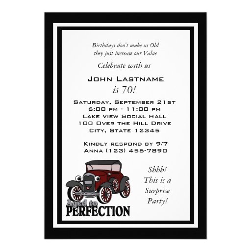 Antique Car Birthday Invite (front side)