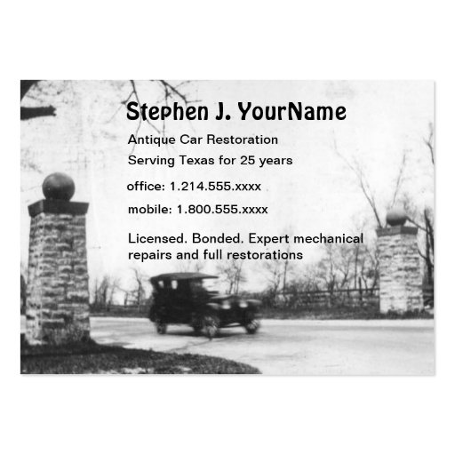 Antique Car Mechanic Restoration and Repair Business Card Template (front side)