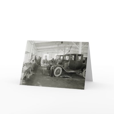 Antique Car Repair Garage, early 1900s Card by Photoblog
