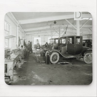 Antique Car Repair Garage, early 1900s Mousepad by Photoblog