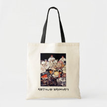 Antique Cat & Mice Arthur Rackham Print Canvas Bags