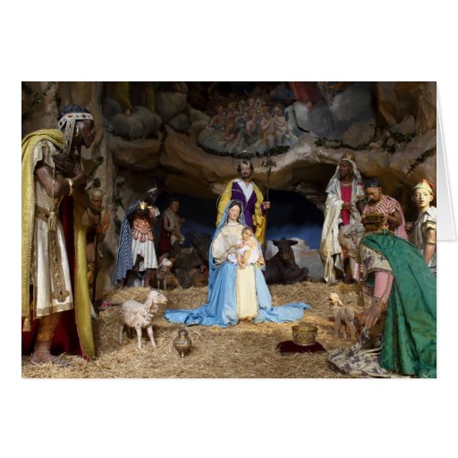 Antique Christmas Nativity Scene Card | Zazzle