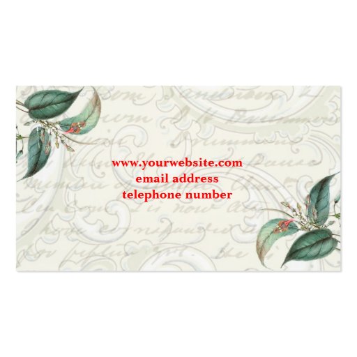 Antique Clock and Birds Business Card (back side)